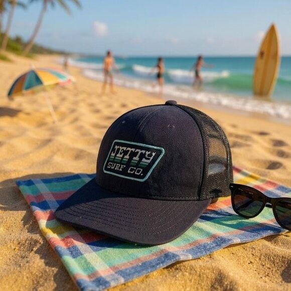 Jetty Surf Co Navy Blue Trucker Hat Dad‎ Cap The Classics Yoopong Unisex - Picture 1 of 10